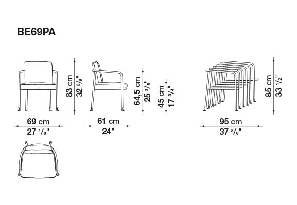 Тканевый мягкий садовый стул с подлокотниками B&B Italia Outdoor Borea ARCH-00067647 - Вид №11