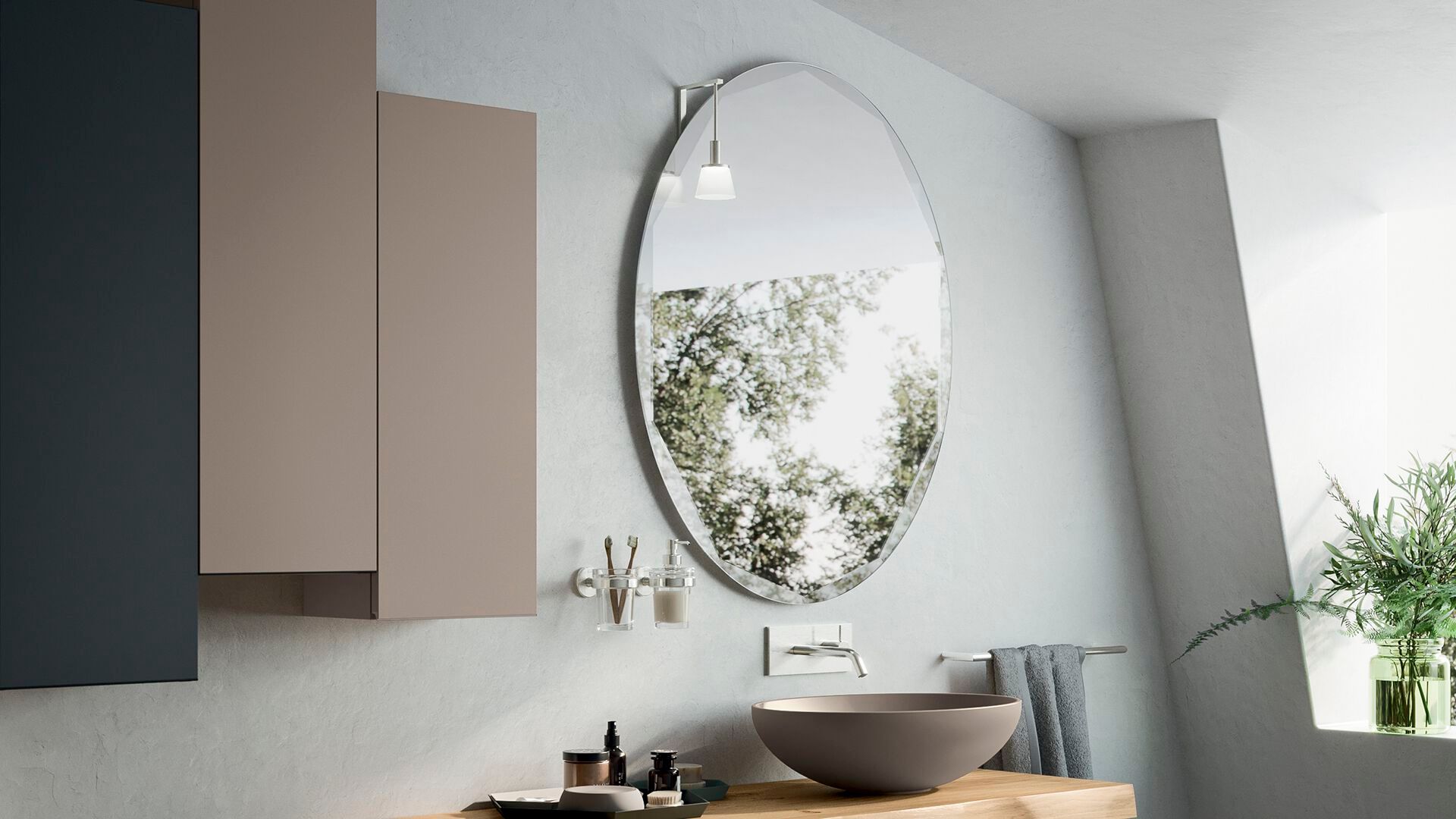 Овальное настенное зеркало для ванной комнаты INDA® TRASIMENO ARCH-00088432 - Вид №2