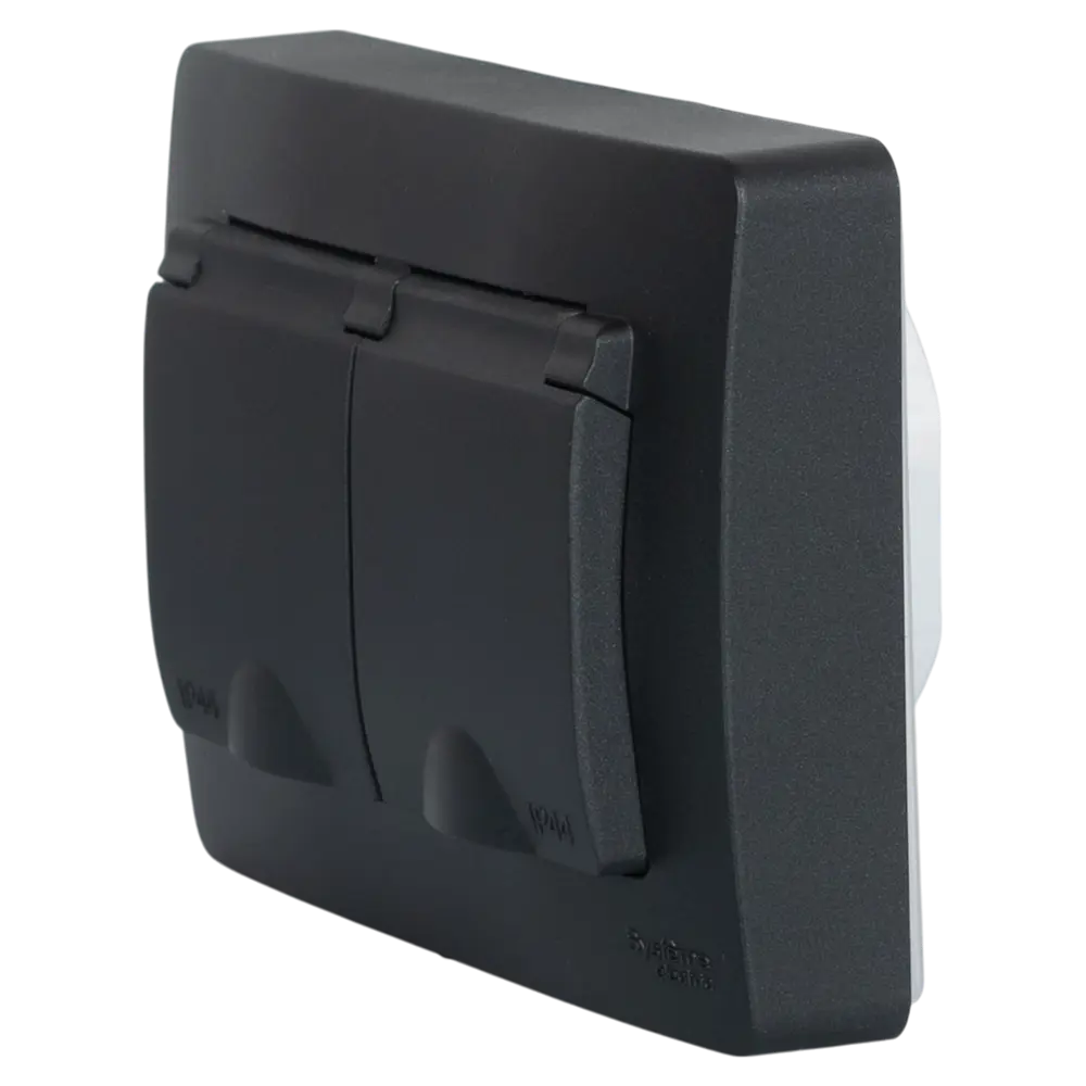 Розетка двойная встраиваемая Systeme Electric Blanca с заземлением IP44 цвет антрацит STLM-2090250 - Вид №2