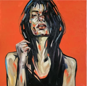 Картина на холсте 100х100 см "Загадка" EVENHOME КАРТИНЫ МАСЛОМ 130065 Бежевый;красный;черный