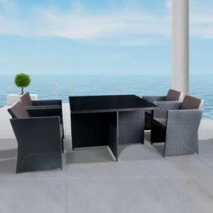 Обеденная группа коричневая, искусственный ротанг на 4 персоны Mila AFINA  130565 Коричневый