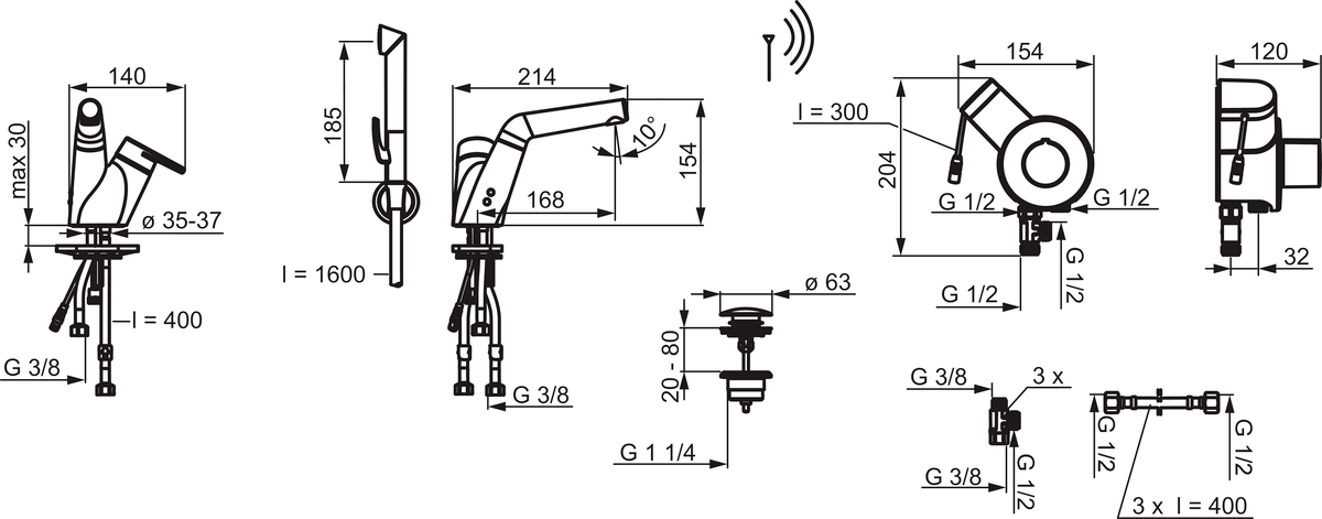 Oras 2216F Смеситель для умывальника, 3 V 2216F Signa Хром  - Вид №1