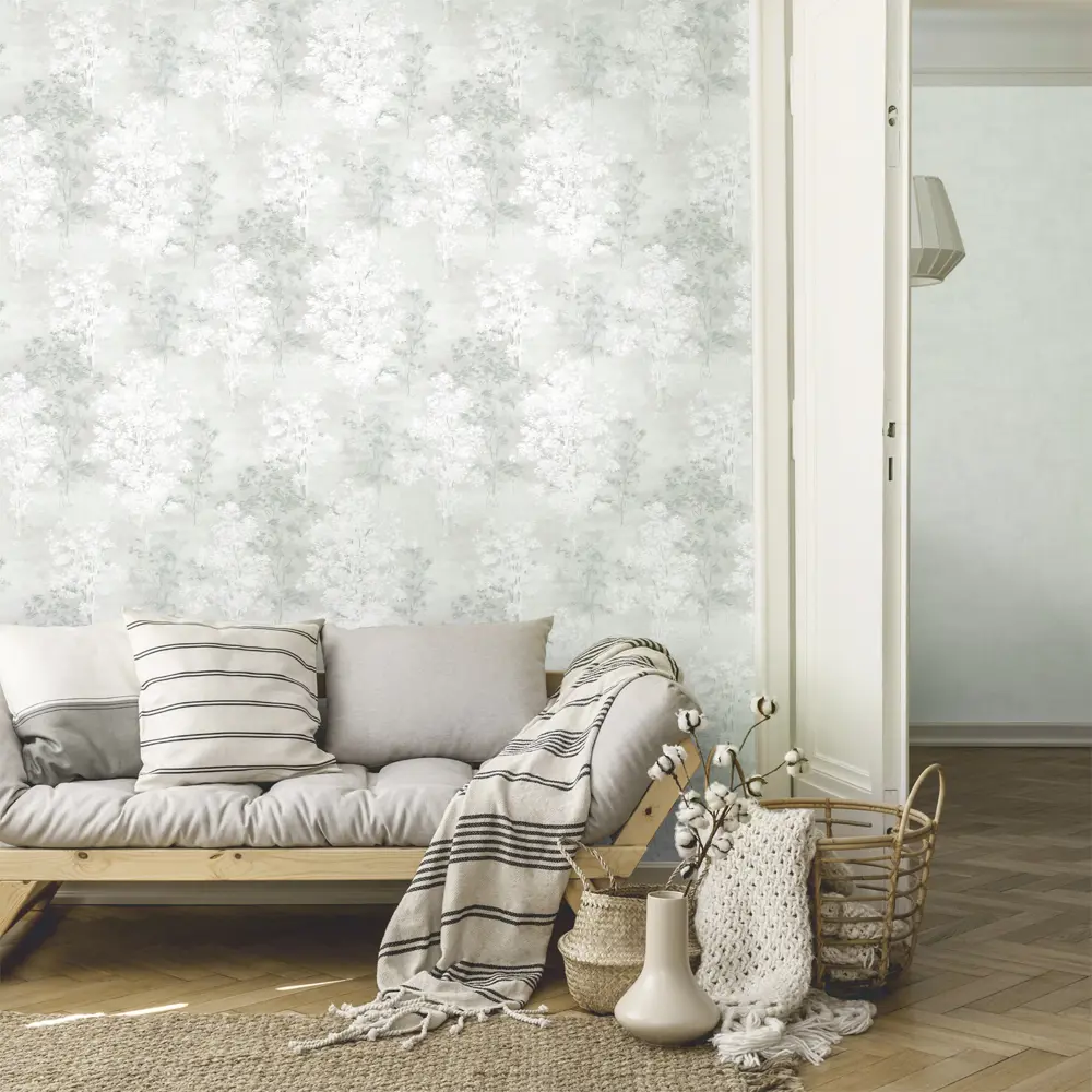 Флизелиновые обои Erismann Ninelle зеленые с растительным рисунком в стиле кантри 89415616 STLM-1575831 - Вид №4