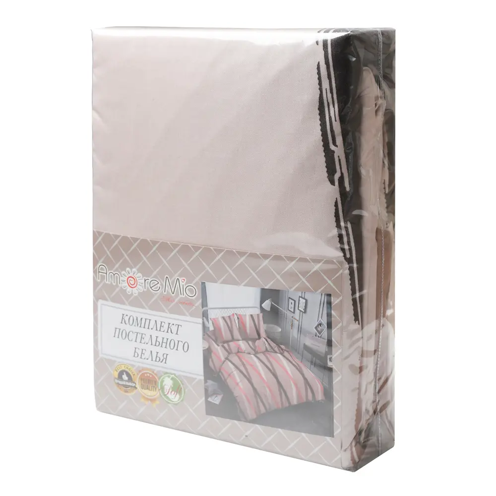 Комплект постельного белья Amore Mio Шафт евро полисатин бежевый STLM-2160116 - Вид №5
