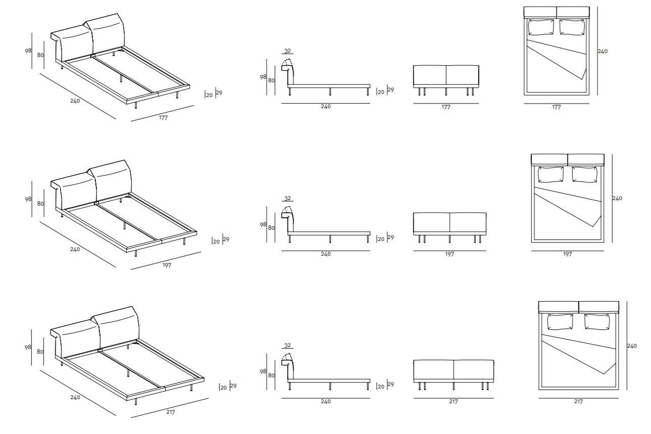 Двуспальная кровать из ткани с регулируемым изголовьем Living Divani Сумо ARCH-00141484 - Вид №2