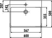 NX260-00CB00E-DW00 Раковина NX260.00030 мебельная (50*60 см) Creavit  - Вид №1