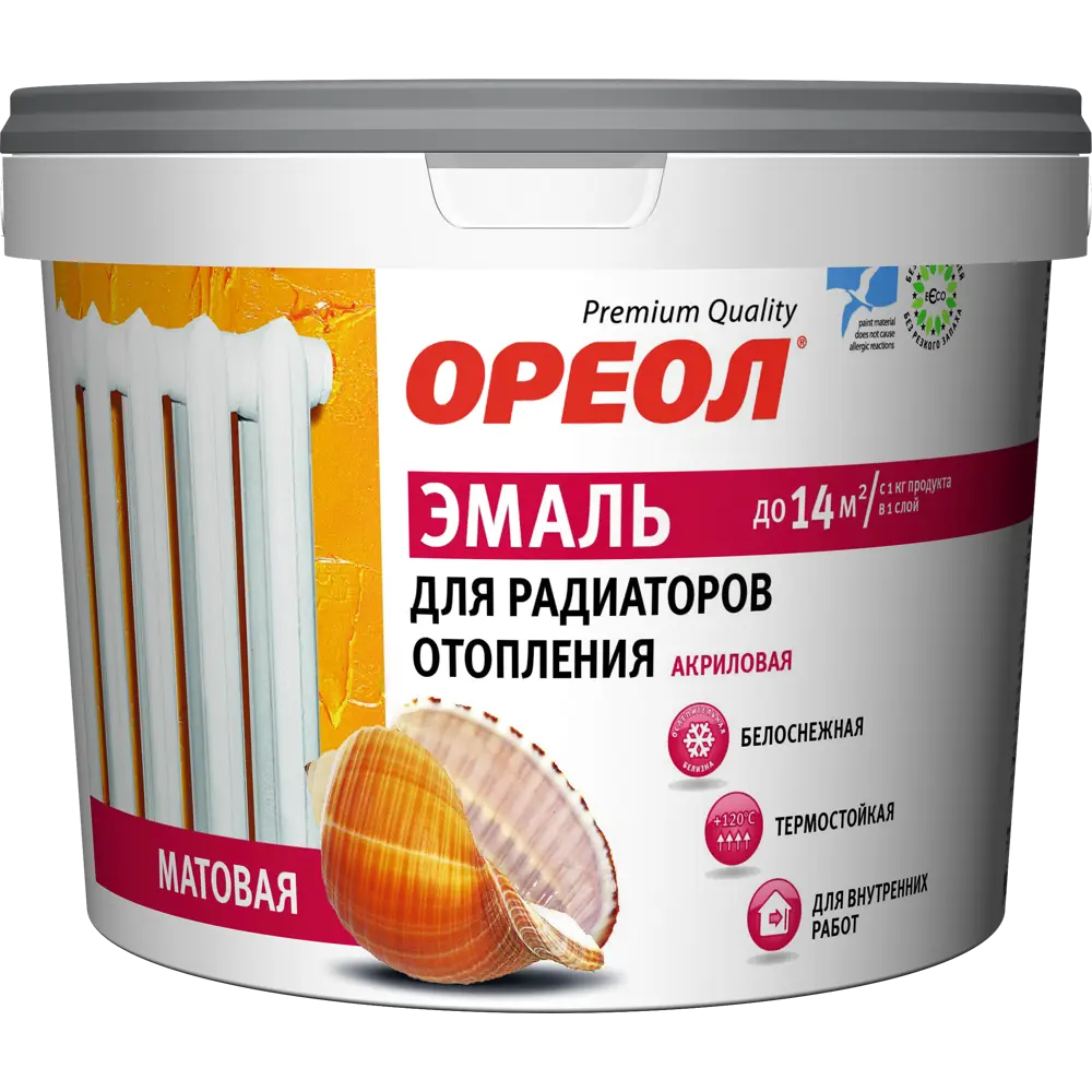 Эмаль акриловая для радиаторов отопления Ореол термостойкая матовая 0.8 кг STLM-2004588 - Вид №1
