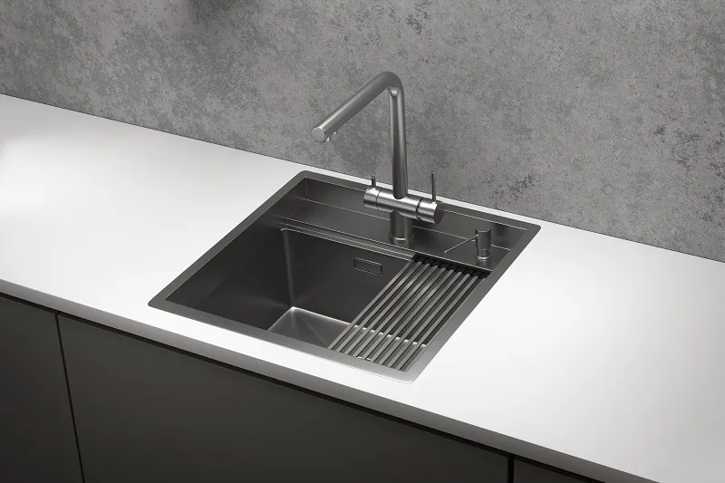 KS-5051, СТАЛЬ САТИН, стальная кухонная мойка KITCHEN SPACE GRANULA KS-5051-ST339