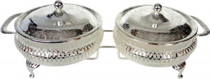 10632364 Queen Anne Набор из 2 блюд с крышками Queen Anne 28х12х9см, на ножках, сталь, посеребрение Сталь нержавеющая с посеребрением, стекло