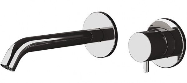 TX632P-15 Daniel Tokyo, встраиваемый в стену однорыч. смеситель для раковины (удлин. рычаг), цвет черный мат Santreyd