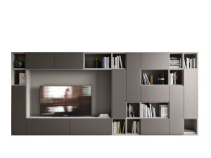 Деревянная оборудованная стена с подставкой для телевизора