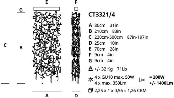 Serip Подвесной светильник из бронзы ручной работы Aqua Ct3321/4 - Вид №1
