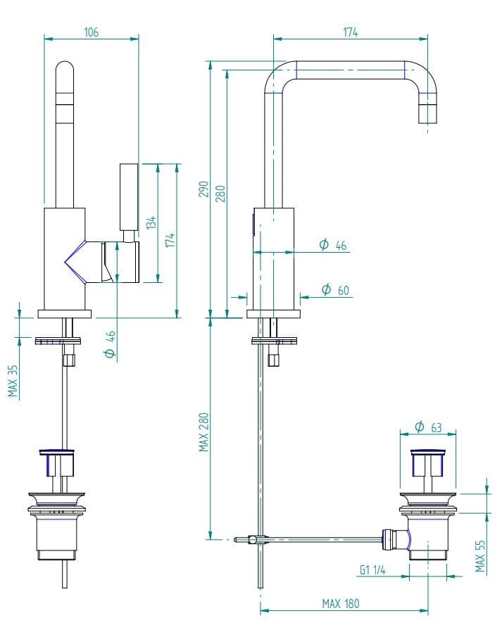 Смеситель для кухни с одним отверстием Zazzeri Da-Da ARCH-00073863 - Вид №1