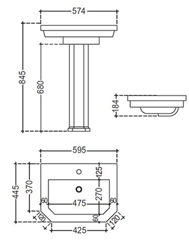 QNS-WHT-7801 Раковина Jaquar Queen's Santreyd  - Вид №1