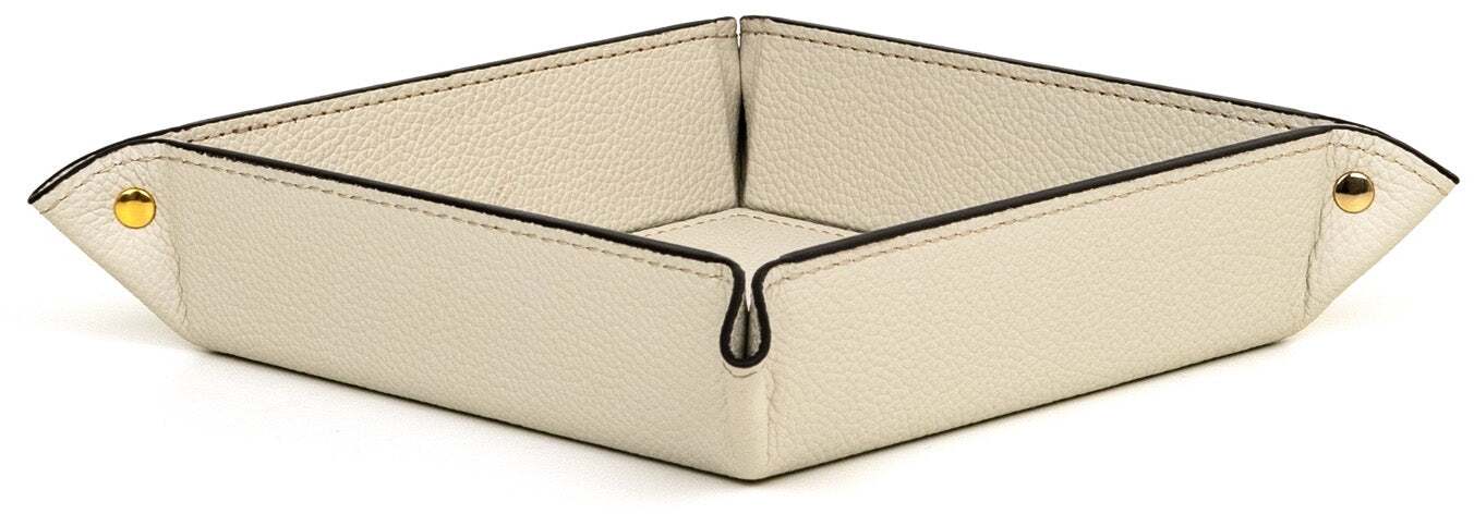 Жесткий квадратный поднос для мелочей - 15X15XH4 см / плетеная кожа_черный