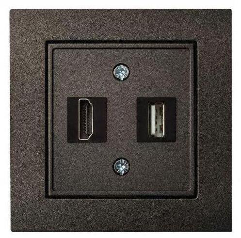 28-1131 Розетка HDMI/USB Liregus Epsilon антрацит