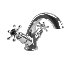 Burlington Birkenhead Смеситель для раковины Birkenhead Mono Четверть оборота с черным акцентом в Chrome BI45-QT BLA