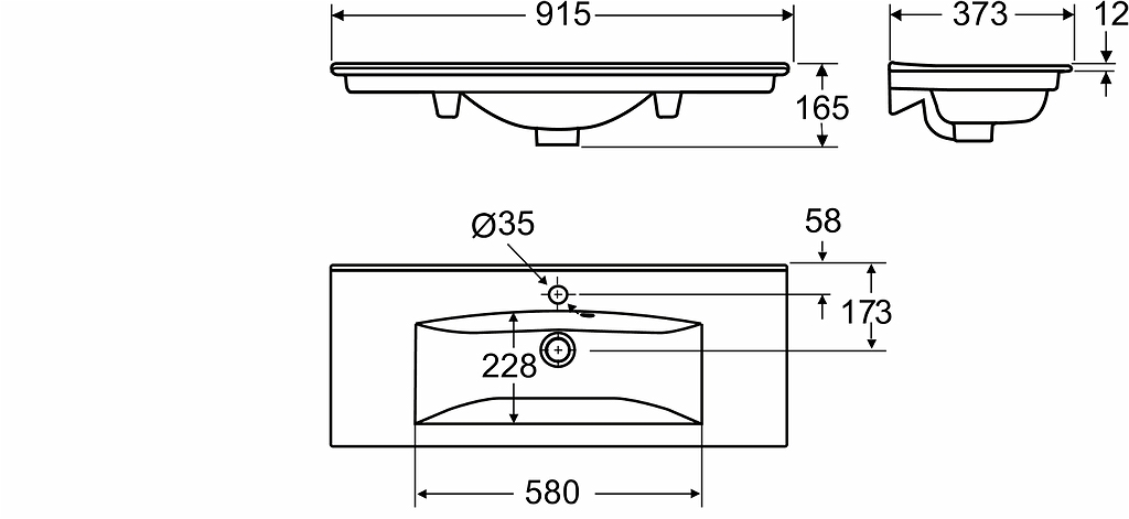 16512 Накладная раковина на столешницу  прямоугольная IDO  - Вид №3