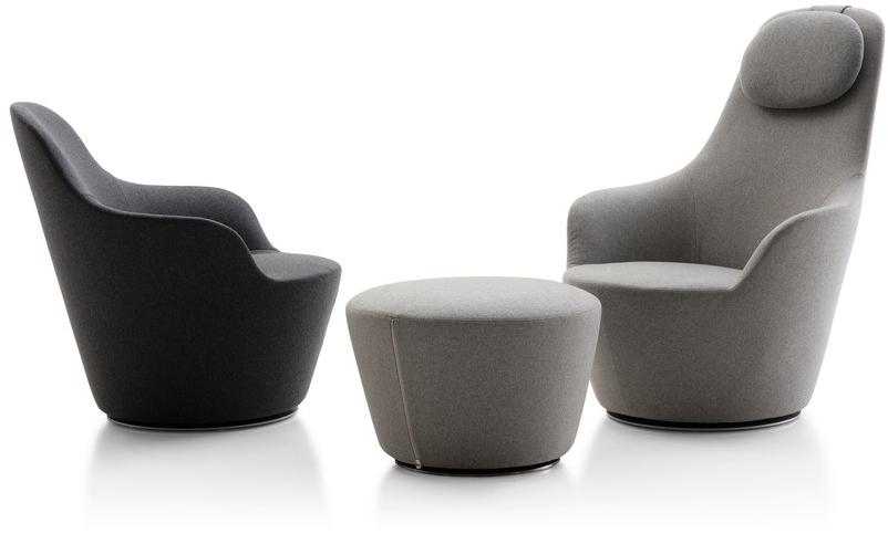 B&B Italia Кресло из ткани с подголовником с высокой спинкой Harbor Ha80a - Вид №1