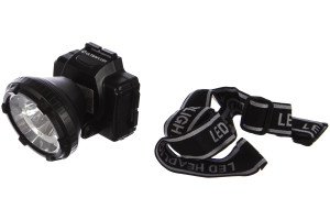 15873167 Налобный аккумуляторный фонарь LED5367 черный, 1,2 Вт LED+5SMD, 2 режима, пластик 13350 Ultraflash