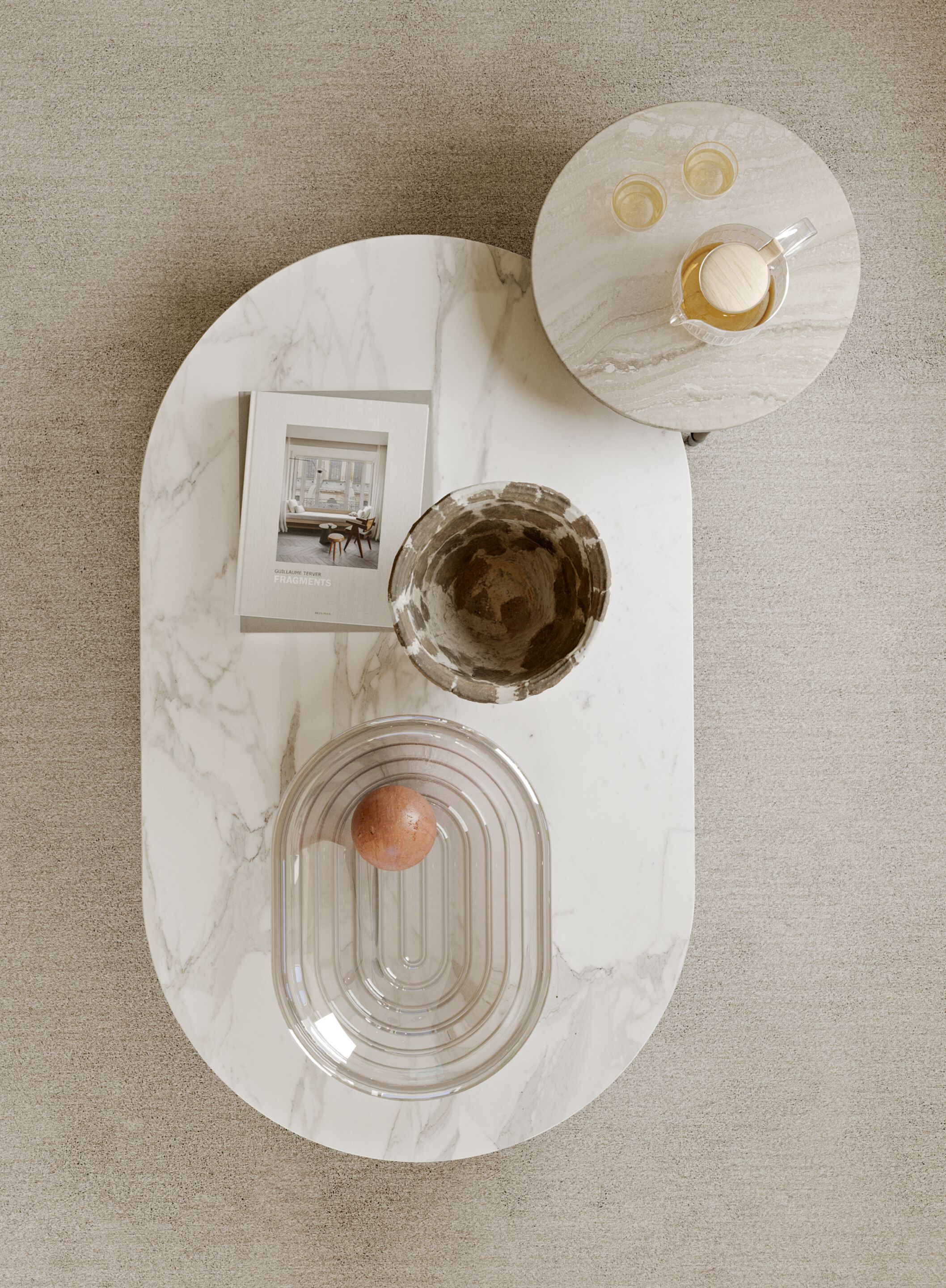 Мраморный овальный низкий журнальный столик Gallotti&Radice COOKIES ARCH-00085561 - Вид №1