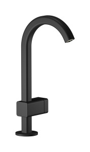 Монорычажный прогрессивный смеситель на раковину в комплекте с донным клапаном. WE ARE IB eo200np_1 Matt Black Elio