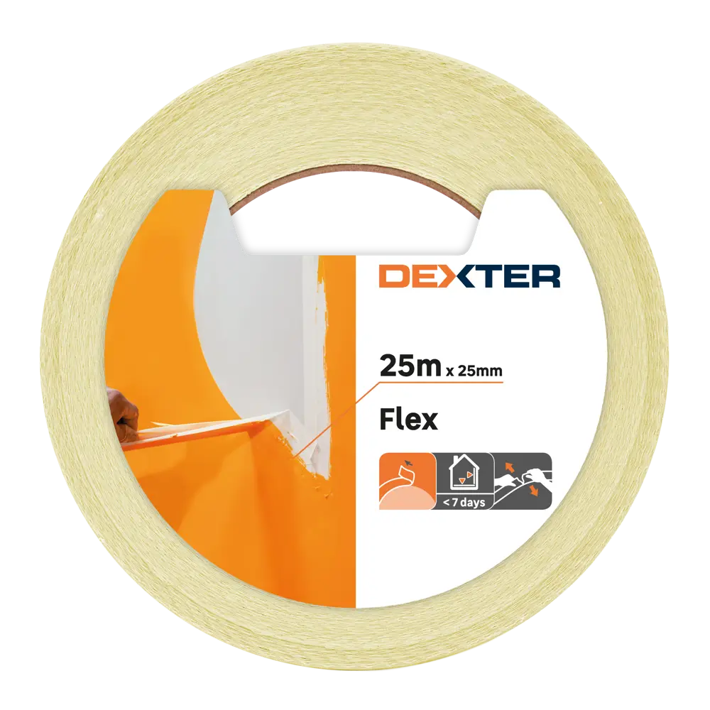 Лента малярная Dexter для изогнутых поверхностей 25 мм х 25 м 82306456 STLM-2040491  - Вид №1