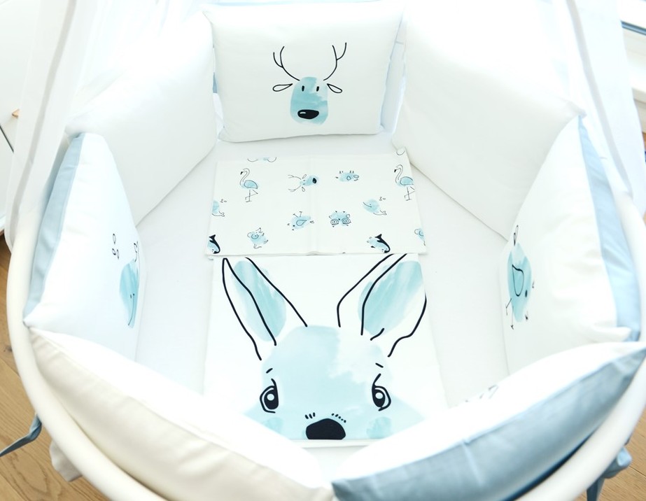 Комплект детского постельного белья для кроватки Bed "Акварель" голубой, бортики-подушки ELLIPSE ELLIPSE BED 351649 Белый;голубой Santreyd  - Вид №1
