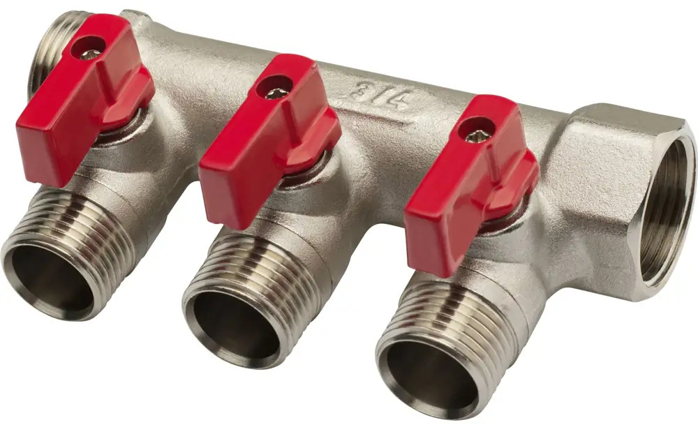 92721503 Коллектор резьбовой Aqualink с шаровыми кранами FM 3/4"x3/4"x1/2"x2 STLM-0804818