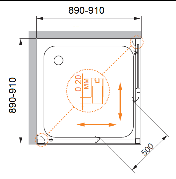 Душевой уголок CEZARES FAMILY-D-A-2-90-C-Cr - Вид №4