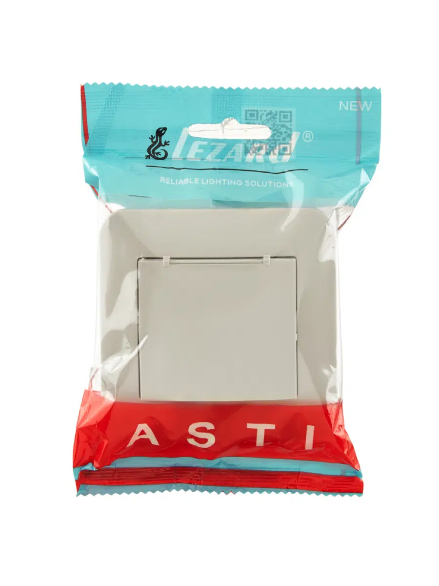 ASTI Розетка с/з с крышкой ПБТ крем LEZARD 7081-0303-123B - Вид №5