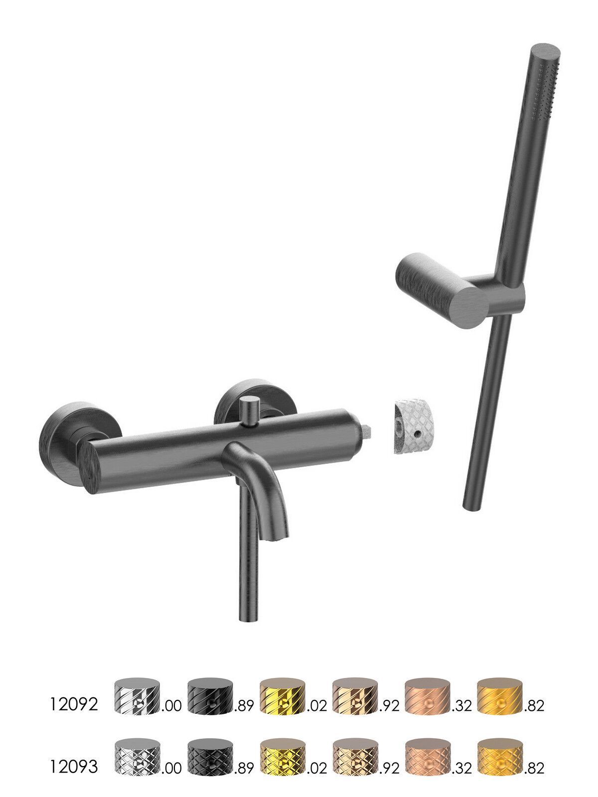 Настенный смеситель для ванны с ручным душем Rubinetterie Frattini Pepe XLS ARCH-00005940 - Вид №7