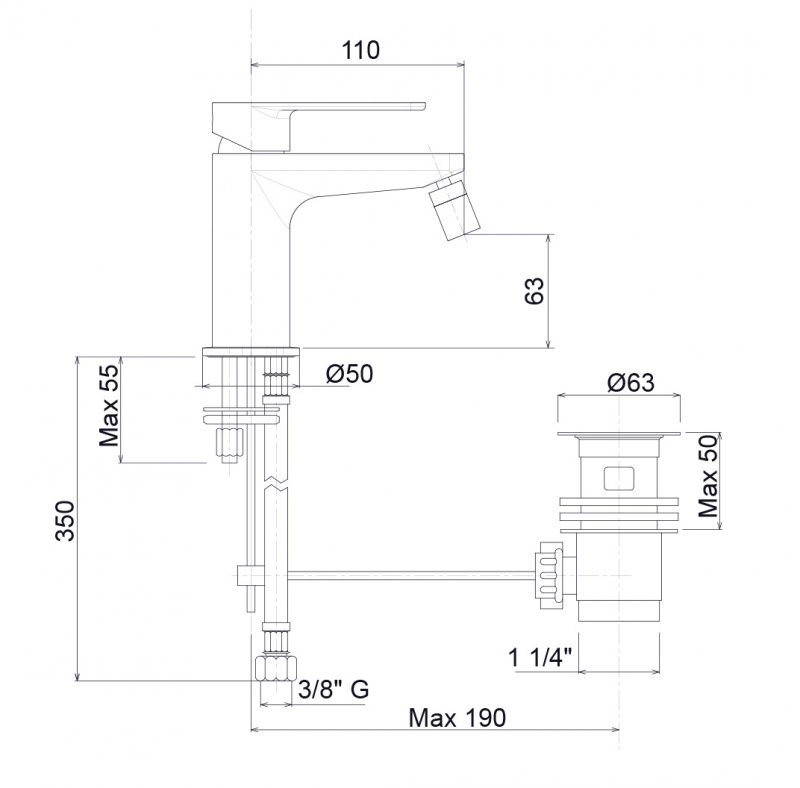 Смеситель на биде Cezares TIRRENO-BSM1-01-W0  - Вид №1