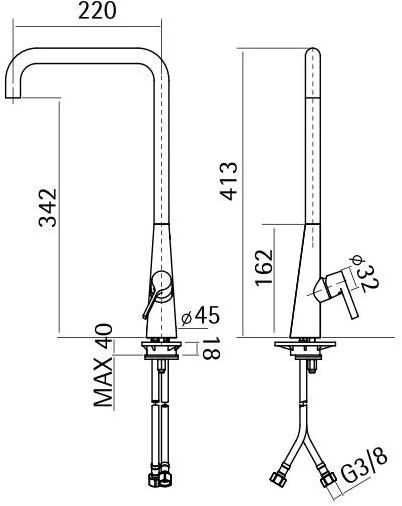 Quadrodesign Смеситель для кухни, устанавливаемый на столешницу, с поворотным изливом Kitchen inox sun-id-1429881 - Вид №4