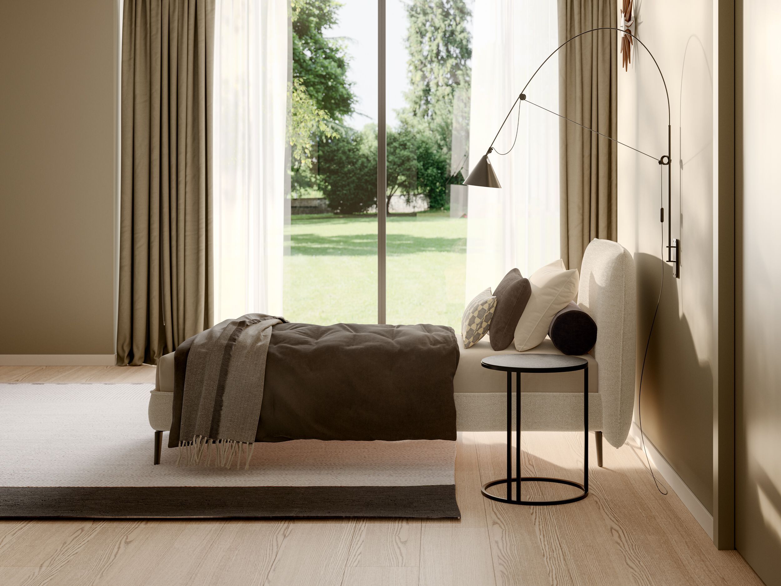 Односпальная кровать из ткани с мягким изголовьем Twils Logan ARCH-00110445 - Вид №2