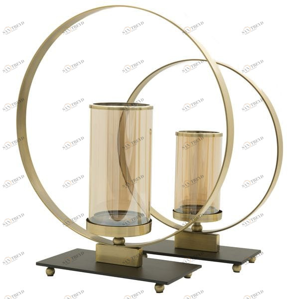 Подсвечник стеклянный золотистый с металлическим кольцом Orbita UNICO  255472 Золото 