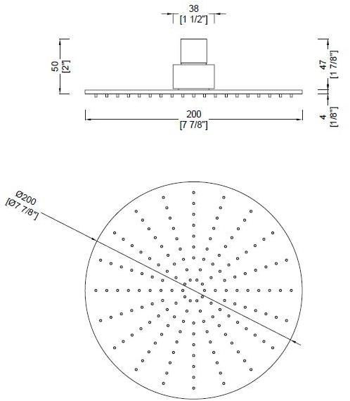 RIFRA Ультраплоская круглая лейка для дождя из нержавеющей стали  2200151/2  - Вид №2