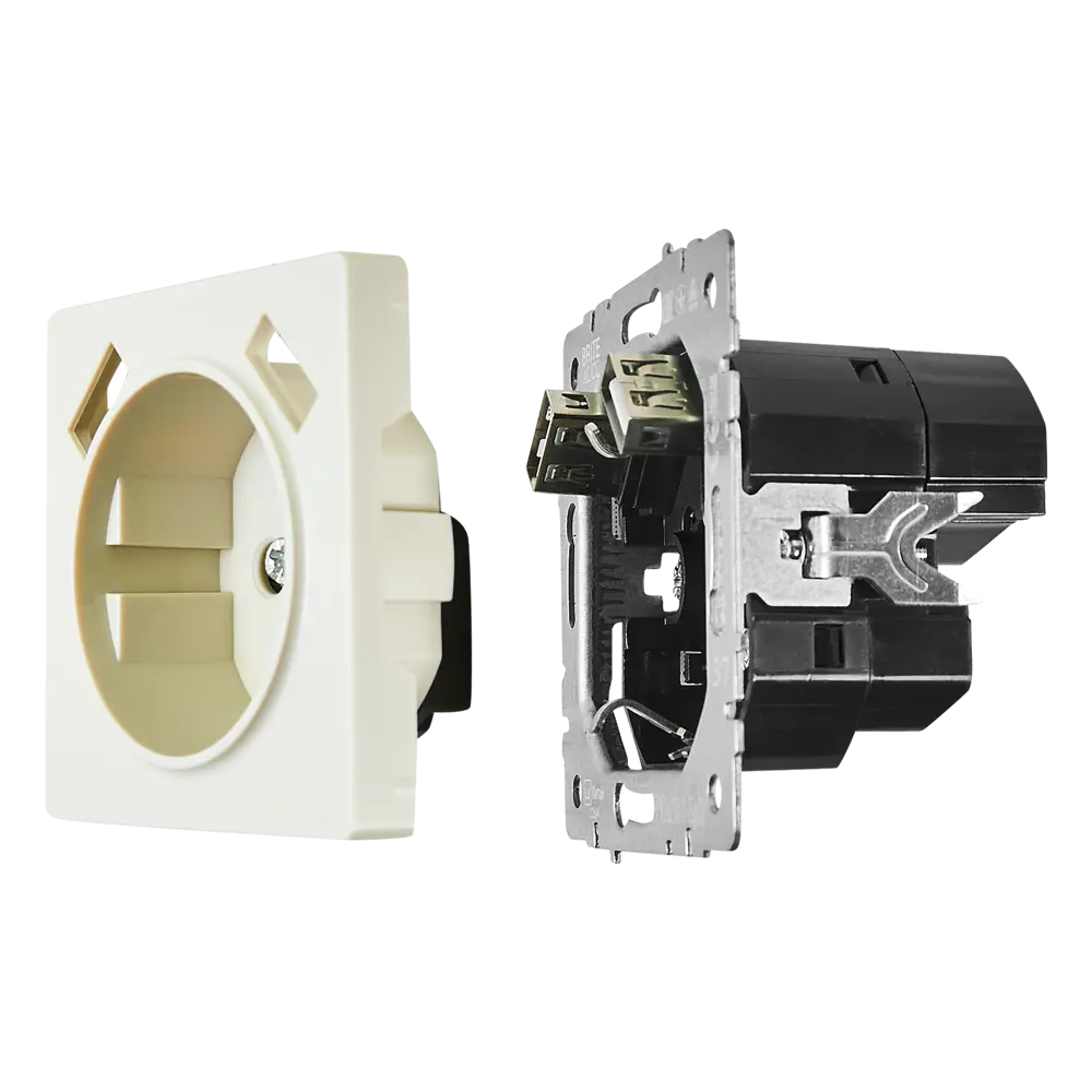 Розетка IEK Brite с USB-портом для скрытого монтажа в бежевом цвете 87761507 STLM-1112647 - Вид №4