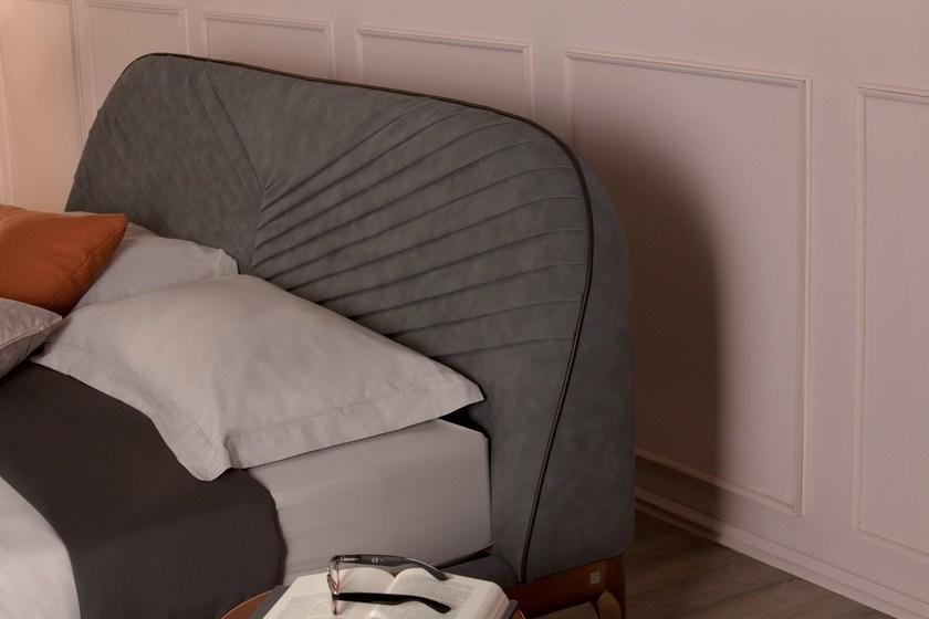 Tonin Casa Двуспальная кровать из кожи с обитым изголовьем sun-id-1487382 - Вид №5