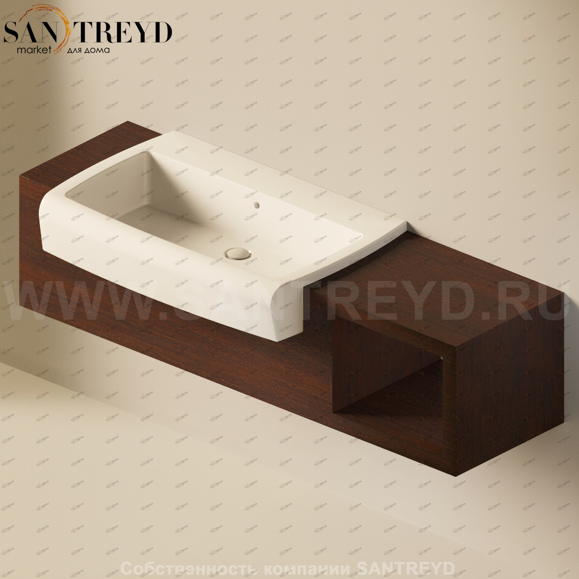 Flaminia UNA Консоль для раковины от 160 до 240 см с местом хранения темный дуб UNA90V1.WD Ceramica Flaminia UNA90V1WD