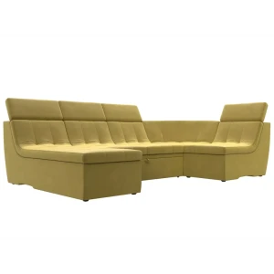 91763120 Диван Лига Диванов Холидей Люкс 105587 327x91x181 см вельвет цвет желтый STLM-1354266