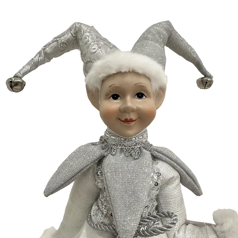 89381689 Декоративная фигура кукла Арлекин на шаре 40.5x20 см серебряный STLM-1407811 Santreyd Christmas - Вид №4