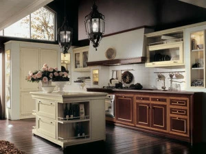 Martini Interiors Кухня из лакированной вишни на заказ с островом Newport