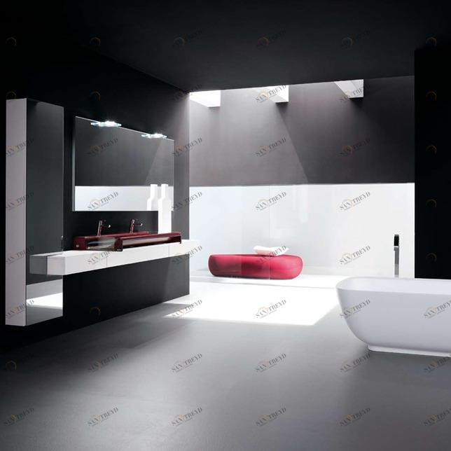 Комбинация ванной комнаты KU 62 в отделке Shine 108 G88 Rosso /  L58 Bianco MILLDUE KUBIK KUBIK62