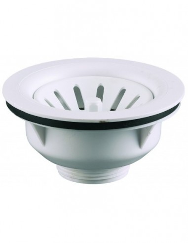 390100 142 00  Ситечко для мойки, Д. 90 мм, зажим 0/10 мм, задвижка, белый Valentin Белый  - Вид №1