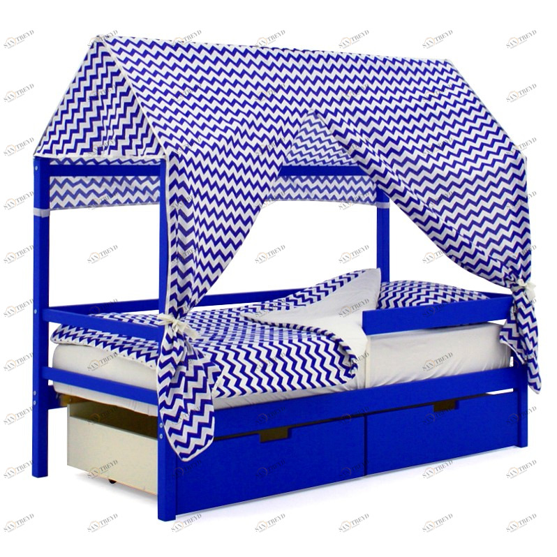 Крыша для кровати-домика текстильная Svogen зигзаги синие БЕЛЬМАРКО  00-3833091 Синий Santreyd 