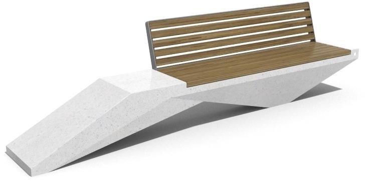 ENCHO ENCHEV - ETE Скамейка из бетона и дерева со спинкой  246  - Вид №1