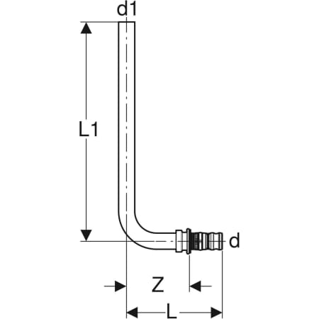 612.249.22.5 Подводка к радиатору Geberit Mepla 90° Geberit  - Вид №2