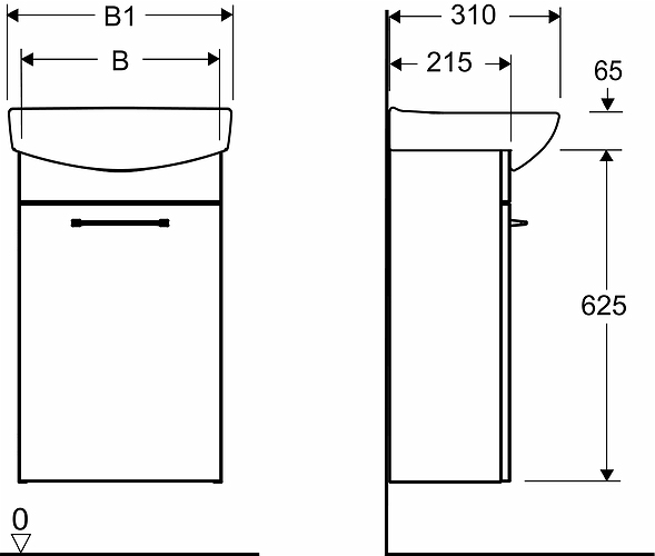42330 Мебельный пакет IFO Spira, с дверцей, W = 375 мм, W1 = 415 мм, белый, смеситель слева  - Вид №6