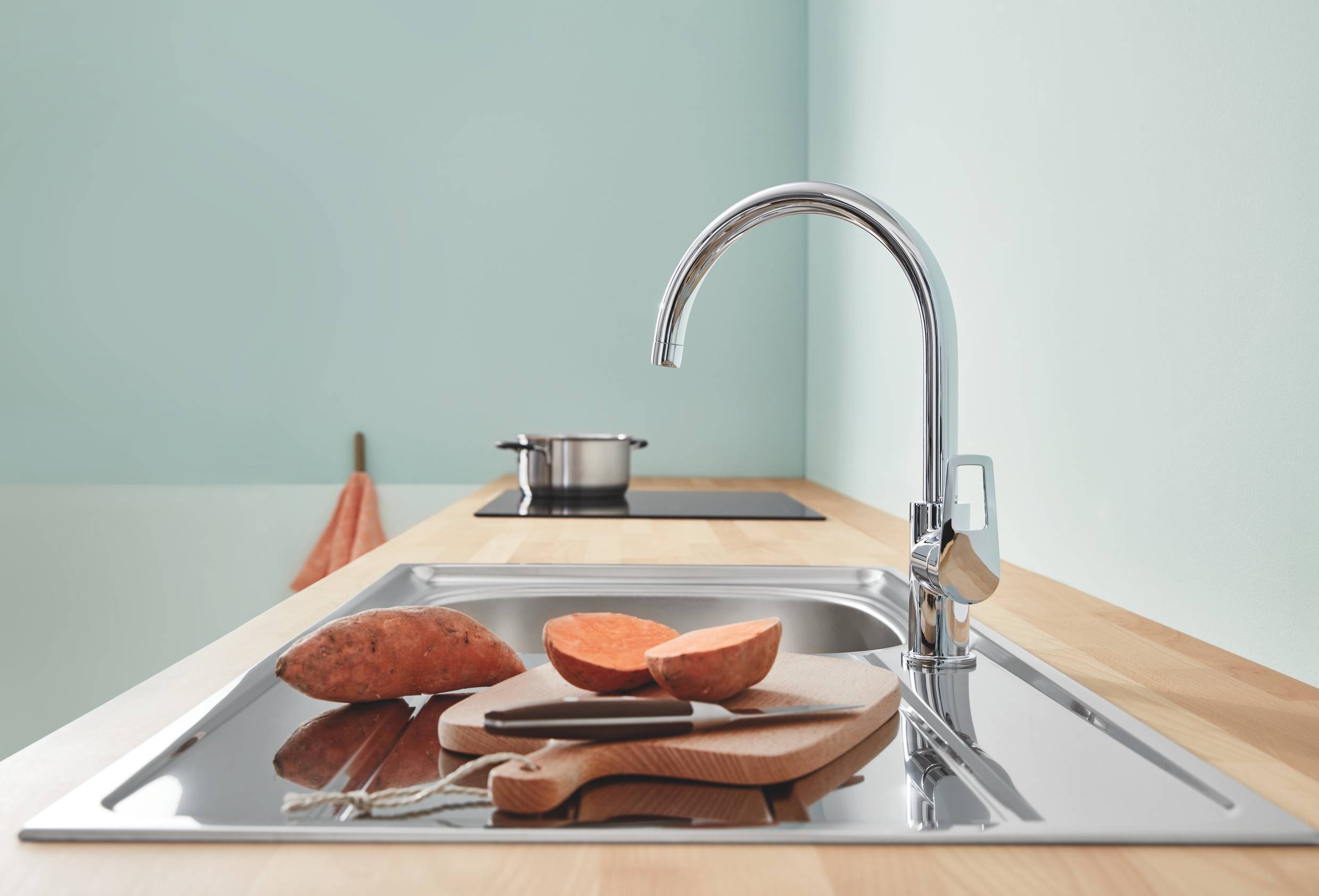 Смеситель для кухни GROHE BauLoop с высоким C-образным изливом, хром (31232001) - Вид №2